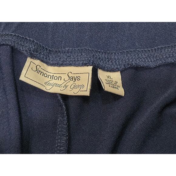 Simonton Says Designed by George Blue Elastic Waist Polyester Dress Pants Slacks - Picture 3 of 7
